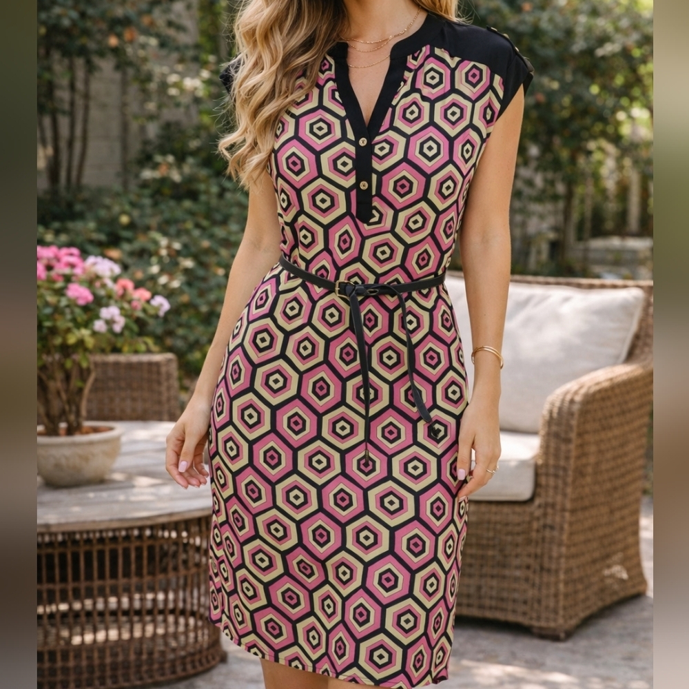 Umgee, 0128, Mauve, taupe and black dress